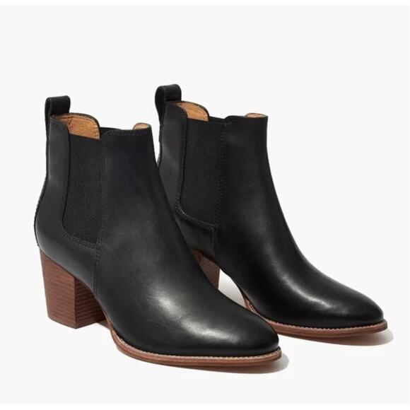 Madewell Shoes - MADEWELL The Regan Boot Pull On Chelsea Black Leather Minimalist
